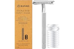 ASIPRO Safety Razor for Men & Women with 10 Double Edge Safety Razor Blades Reusable Double Edge Razor Single Blade Razors for Women & Men Kit Gift Metal Razors Stainless