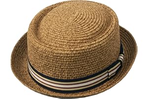 EPOCH HATS COMPANY Men's Fancy Summer Straw Pork Pie Derby Fedora Upturn Brim Hat