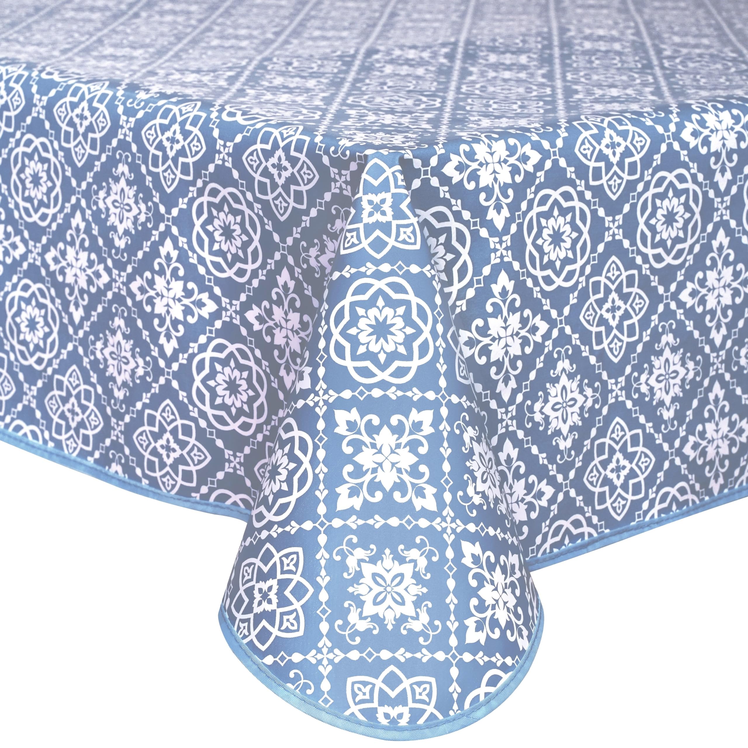 Home Direct Rectangular Oilcloth PVC Wipe Clean Wipeable Tablecloth Table Cover 140cm x 200cm 55x78 Blue Grey