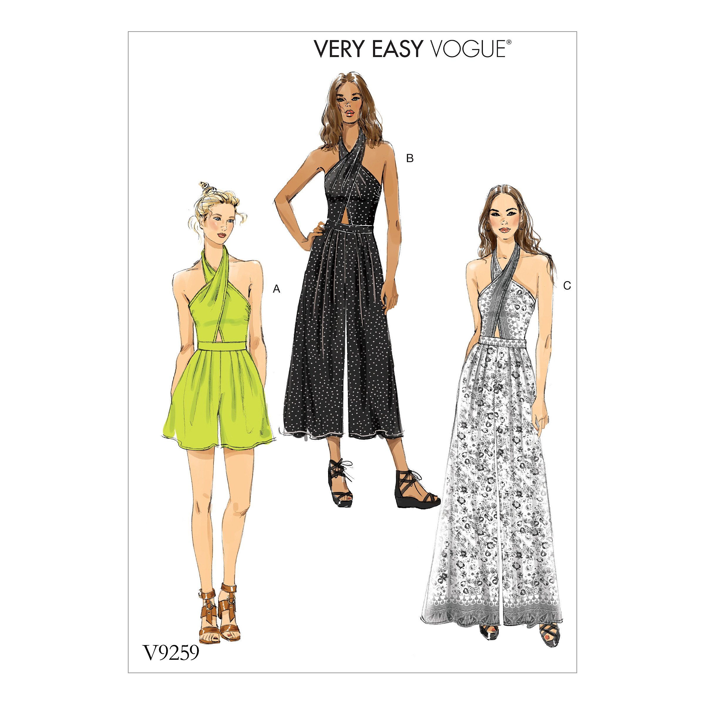 Vogue Patterns 9259 E5, Misses Romper and Jumpsuit, Sizes 14-22, Multicoloured
