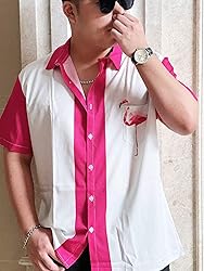 Gwnnb Bowling Shirts for Men Flamingo Graphic Print