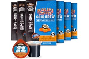 Java House Cold Brew Coffee Concentrate Liquid Pods 1.35 Fluid Ounces Enjoy Hot Or Iced Kauai Coconut Caramel Crunch, 48.6 Fl Oz