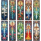Sword Stained Glass Transparent Bookmark - Wxiben 10 Pcs Cool Sword Transparent PVC Bookmark Fantastic Floral Book Mark Page Clips Gifts for Women Men Book Lovers Teacher Student Bookish Readers