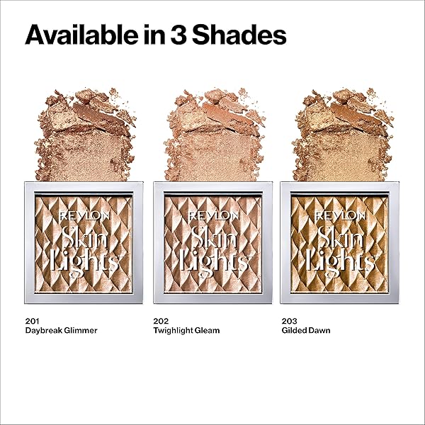 REVLON HIGHLIGHTER MAKEUP, SKIN LIGHTS PRISMATIC POWDER FACE MAKEUP, NATURAL GLOW, SHIMMER FINISH, 201 DAYBRAK GLIMMER, 0.28 OZ