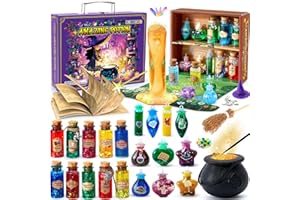 B Bascolor Potion Kits for Kids Girls Toys, 20 Magic Themed Witch Mix Potion Bottles/Cauldron/Magic Carry Case, Kids Potion Making Kit, Halloween Christmas Birthday gifts for girls kid age 6 7 8-10-12