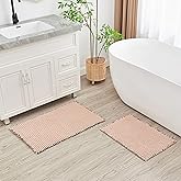 Douceur Waffle Bath mat for Bathroom Floor Non Slip, Super Soft Acrylic Blend Bath Rugs with Tassels, Quick Dry Bathroom Rugs Machine Washable, 16" x 24", Brown