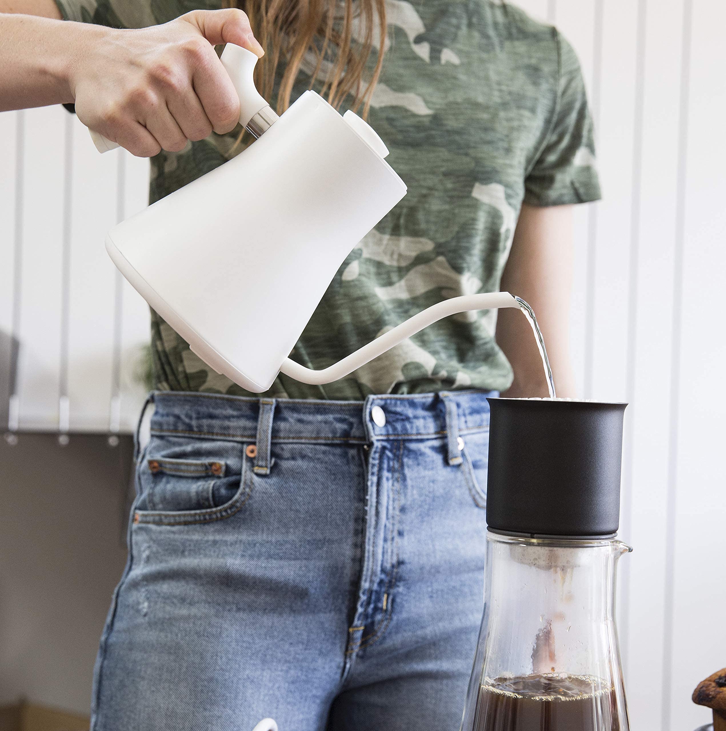Fellow Stagg EKG Electric Gooseneck Kettle - Pour-Over Coffee and Tea Water Boiler - Stainless Steel, Quick Heating for Boiling Water - Matte White