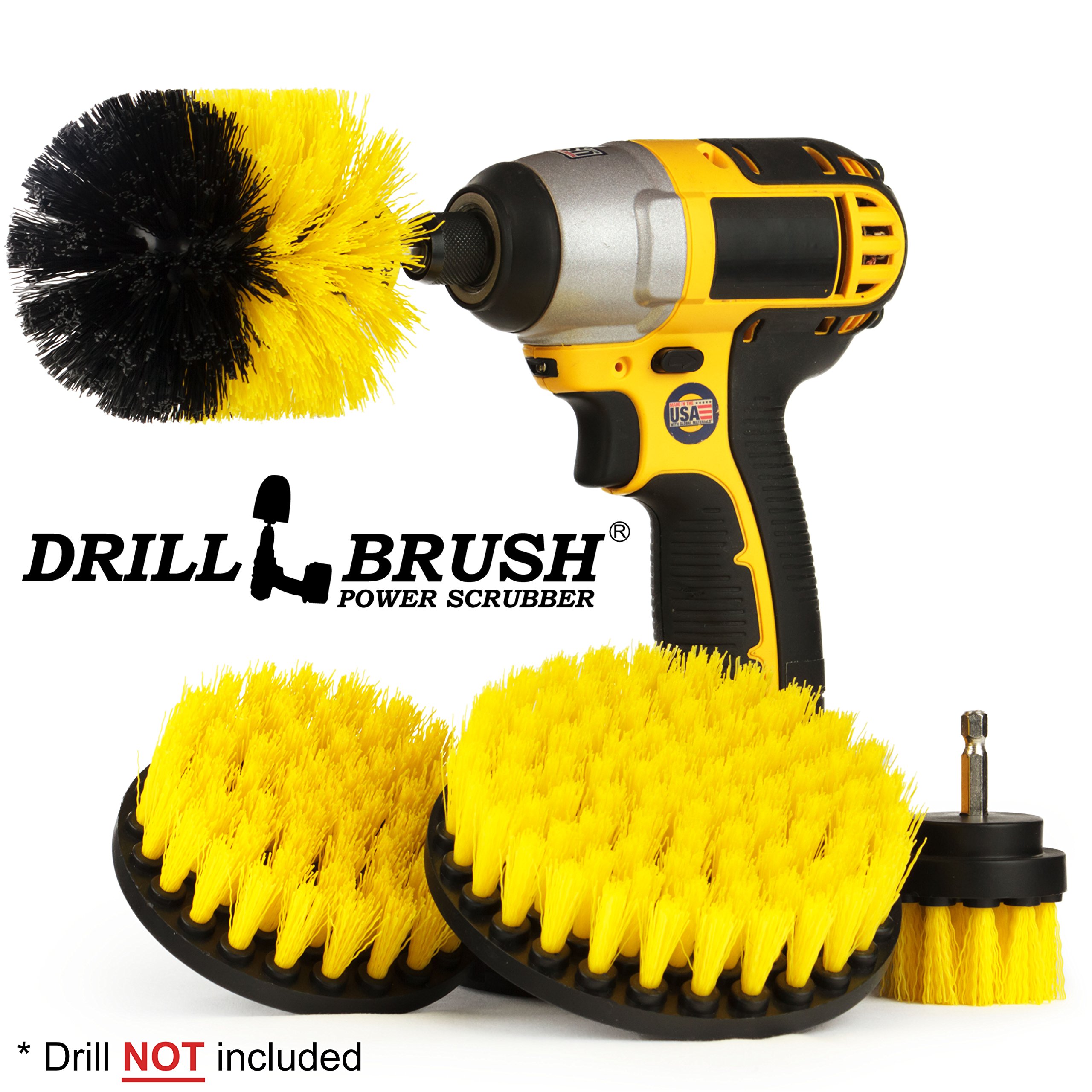 Drillbrush 4 Piece Nylon Power Tile and Grout Bathroom Cleaning Scrub
