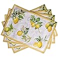 Maison d' Hermine Placemat 100% Cotton Decorative Placemats Washable Cloth Placemats, Home, Wedding, Restaurant, Buffet Party & Camping, Limoncello - Spring/Summer (Set of 4)