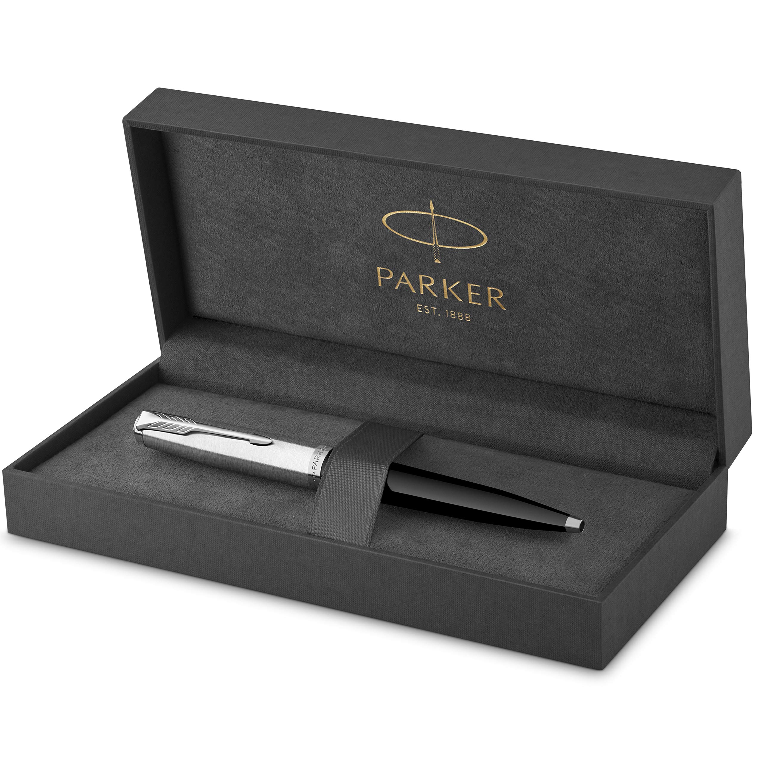 Parker 51 Ballpoint Pen | Black Barrel with Chrome Trim | Medium Point with Black Ink Refill | Gift Box