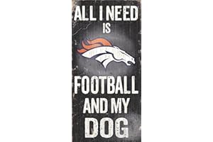 Fan Creations Denver Broncos Wood Sign - Football and Dog 6"x12"