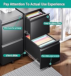 SISESOL 2-Drawer Mobile File Cabinet - Under Desk