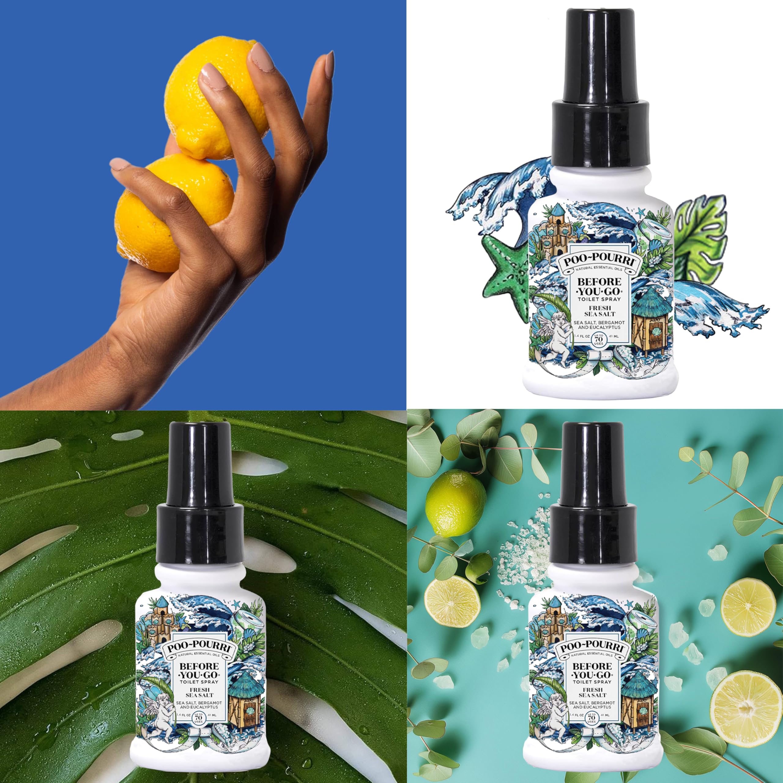 Poo-Pourri Toilet Spray, Fresh Sea Salt, 1.4 Fl Oz - Sea Salt, Bergamot and Eucalyptus 2 Pack