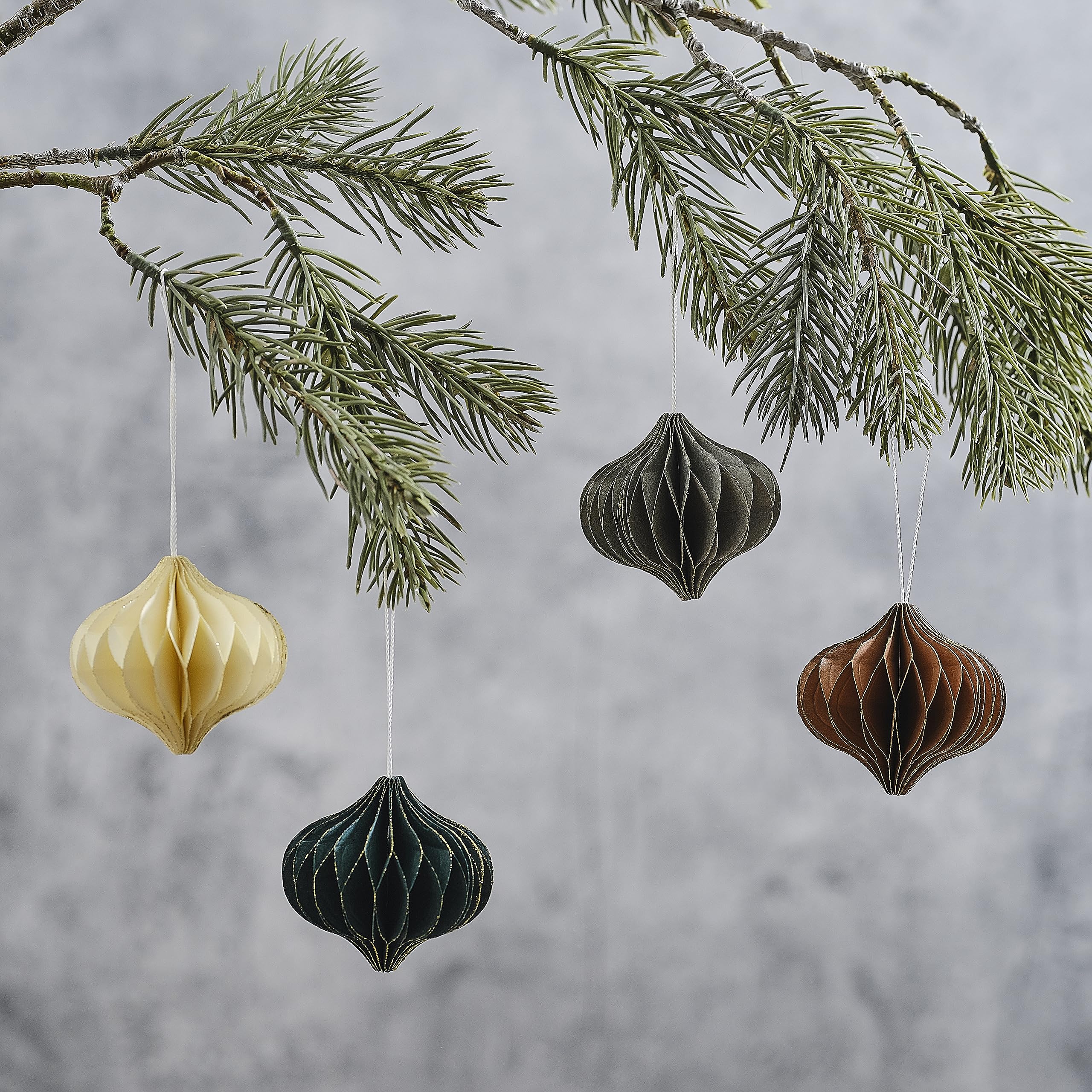 Ginger Ray 3D Paper Honeycomb Hanging Christmas Tree Decorations 4 Pack