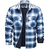 MAGNIVIT Mens Flannel Jacket Quilted Lined Thermal Winter Coat Button Down Plaid Jacket Insulated Flannel Shirts for Men