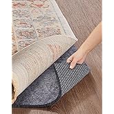 Veken Non Slip Cushioned Rug Pad Gripper 8 x 10 Ft, Felt and Silicone Backing, 1/4 inch Thick Carpet Liner for Hardwood Floor