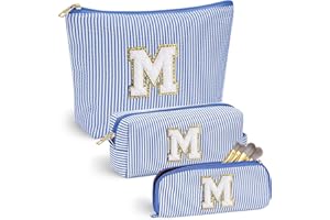 YOOLIFE Initial Makeup Bag - Travel Cosmetic Bag for Women - Personalized Gifts for Bridesmaid, Best Friend, Birthday, Hostess