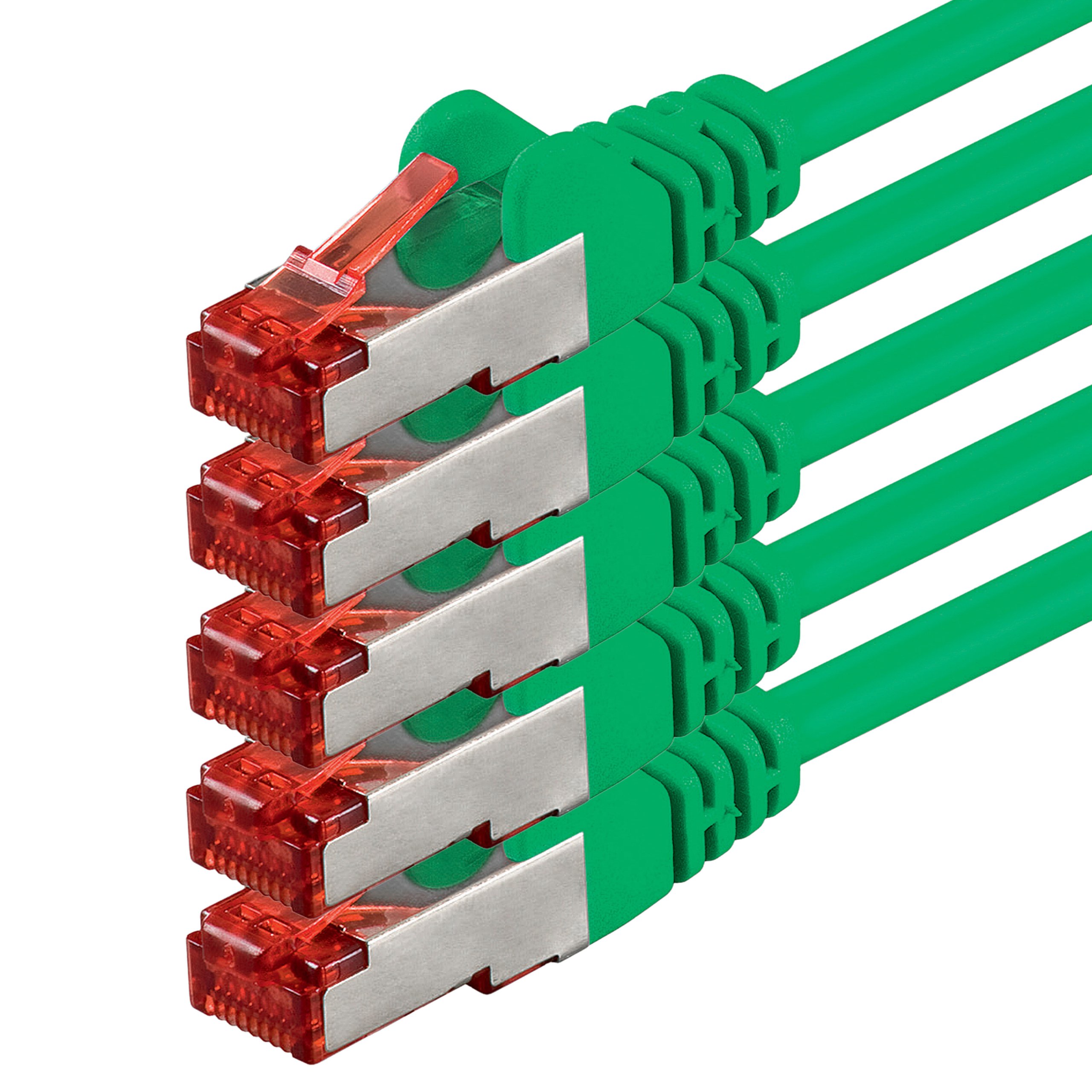 1aTTack.de 5x 10m - Cat 6 Network Cable Patch Cable Cat6 RJ45 SFTP - Green