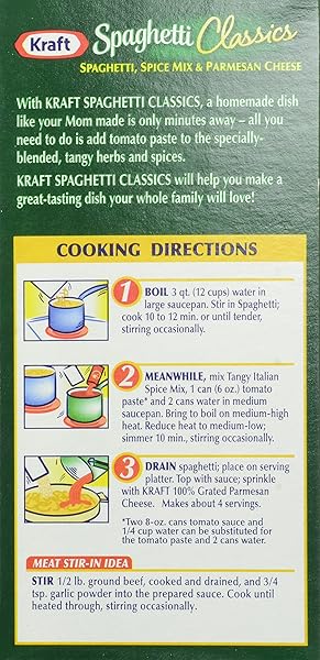 KRAFT SPAGHETTI CLASSICS TANGY ITALIAN SPAGHETTI, SPICES, & PARMESAN CHEESE MEAL MIX, 8 OZ BOX
