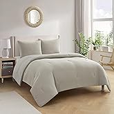 Style House 3-Piece Check Comforter Set, Full/Queen Size Grey Bedding, Ultra Soft, Lightweight & All-Season Comforter with Matching Shams