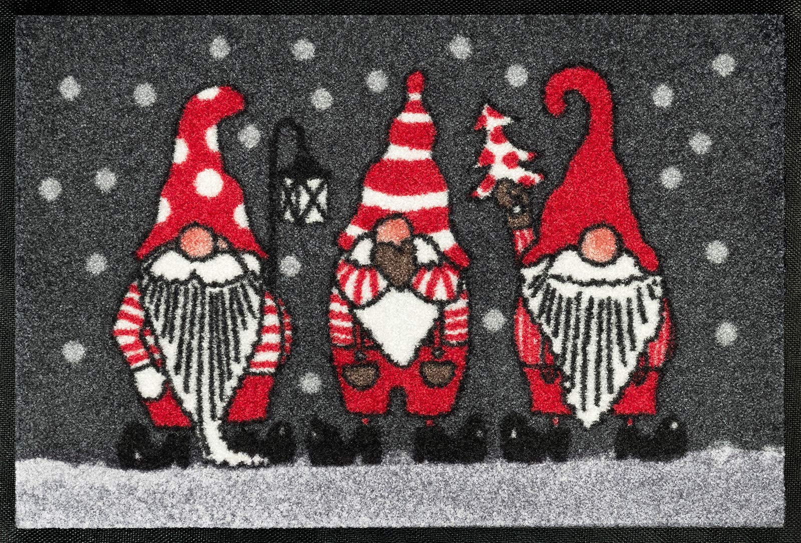 wash+dry Doormat Winter Gnomes 40 x 60 cm, Washable for Indoor and Outdoor Use