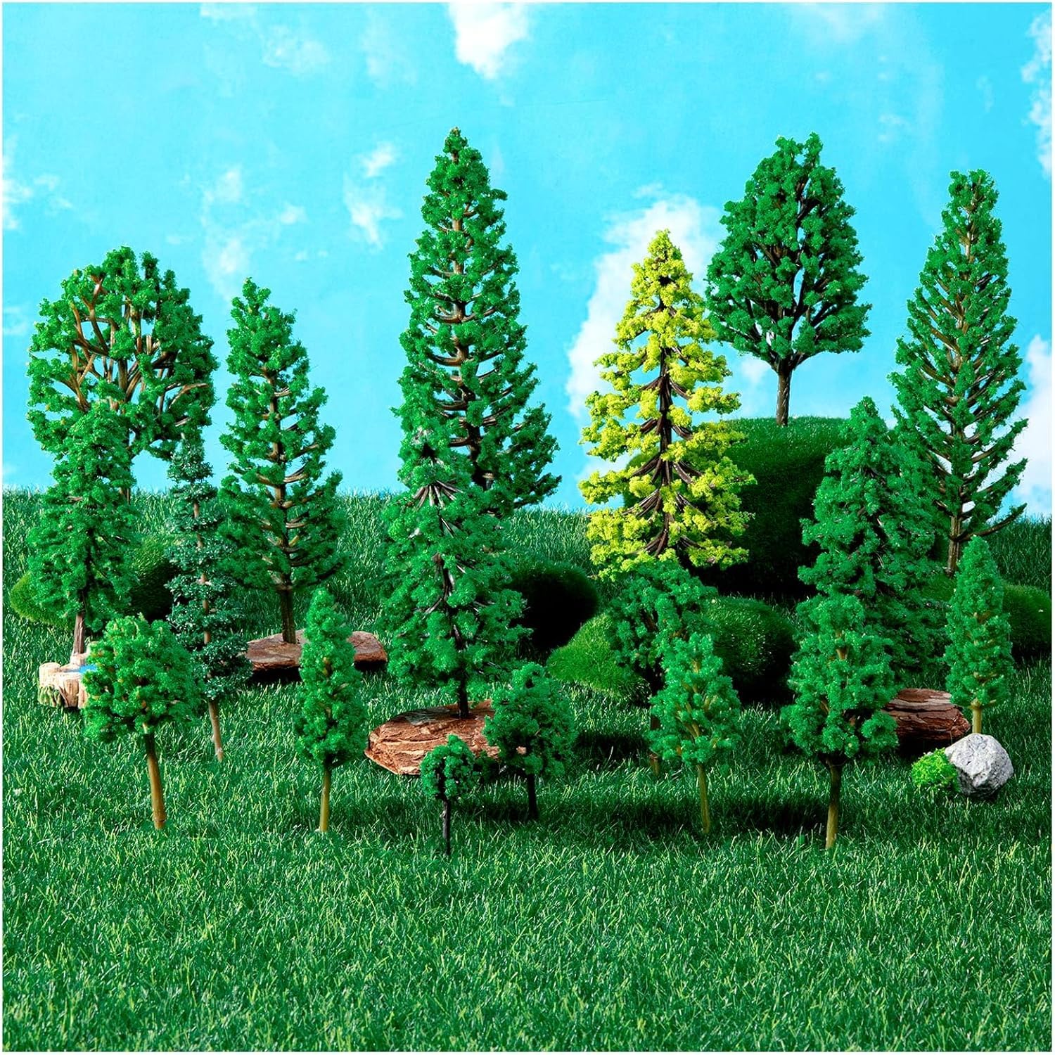 40Pcs Mixed Model Trees, Fake Mini Trees for Crafts，1.2-6 Inch Mixed Model Tree for Diorama Building Model Trees Cake Decorations Train SceneryFairy Garden