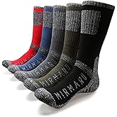 MIRMARU Men's 5 Pairs Multi Performance Outdoor Sports Hiking Trekking Crew Socks