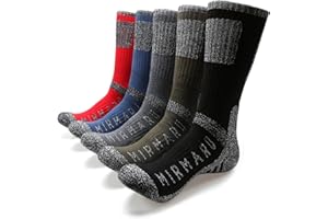 MIRMARU Men's 5 Pairs Multi Performance Outdoor Sports Hiking Trekking Crew Socks