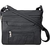 Leather Concealed Carry Crossbody Purse - YKK Locking CCW Ambidextrous Gun Bag Roma 7082