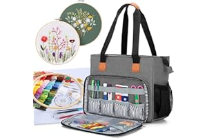 LUXJA Embroidery Project Carrying Bag, Embroidery Kits Storage Bag Gray, (Bag Only)