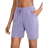 G Gradual Women's Bermuda Shorts Jersey Shorts with Deep Pockets 7" Long Shorts for Women Lounge Walking Athletic