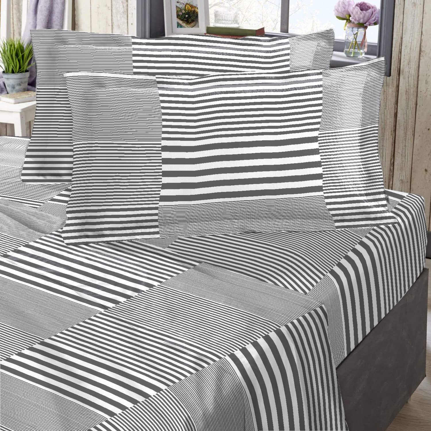 NISAKI UK 200-WL Thread Count pil-cases blockstrip king — image 1