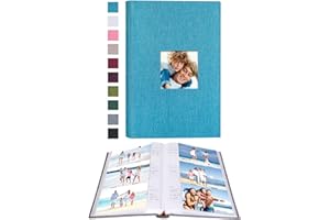 Mublalbum Photo Album 4x6 300 Photos Linen Cover with Memo Areas Photobook Pictures Book for Wedding Family Baby and Vacation (Blue)