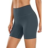 CRZ YOGA Women's Brushed Naked Feeling Biker Shorts 6'' - High Waist Matte Workout Gym Running Spandex