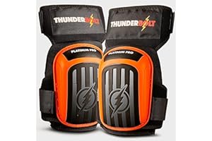 Thunderbolt Knee Pads for Men Construction Knee Pads for Work for Men and Women with Double Gel for Gardening Flooring Roofing Heavy Duty with Extra Thick Foam and Strong Adjustable Non-Slip Straps