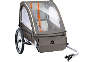 Retrospec Rover Plus Foldable Bike Trailer for Kids, Single/Double Passenger Child Bike Trailer with 5-Point Safety Harness, 