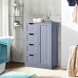 Yaheetech Bathroom Floor Cabinet Grey with 4 Drawers 1 Door Adjustable Shelf view 2