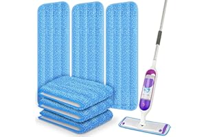 ILAVCOOL 6 Pack Reusable Mop Pads Compatible with Swiffer PowerMop, Wood Floor Pads Microfiber Mop Replacement Refills Machine Washable for All Floor Surfaces