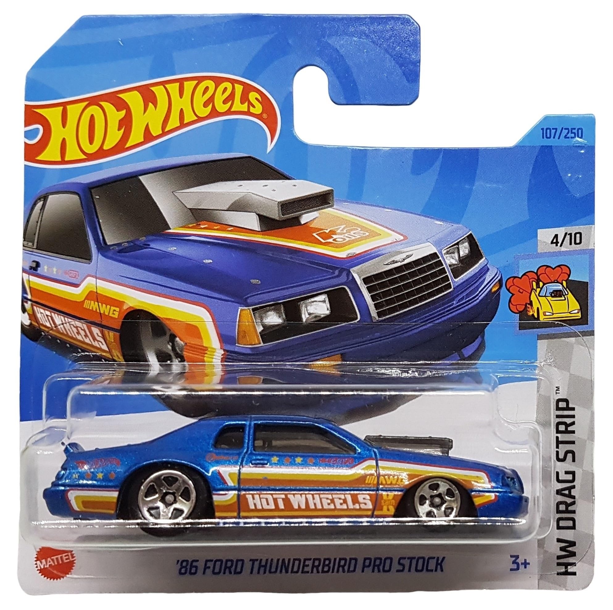 Hot Wheels - ´86 Ford Thunderbird Pro Stock - HW Drag Strip 4/10 - HKH32 - Short Card - Stockcar Racing - Blue Metallic - Mattel 2023