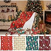 Buryeah 4 Pack Christmas Throw Blankets Bulk Snowman, Gifts, Santa, Gingerbread Man, Xmas Tree Soft Cozy Christmas Plush Flannel Blanket for Sofa, Bed, Couch, Home Decor Xmas Supplies, 50 x 60 Inches