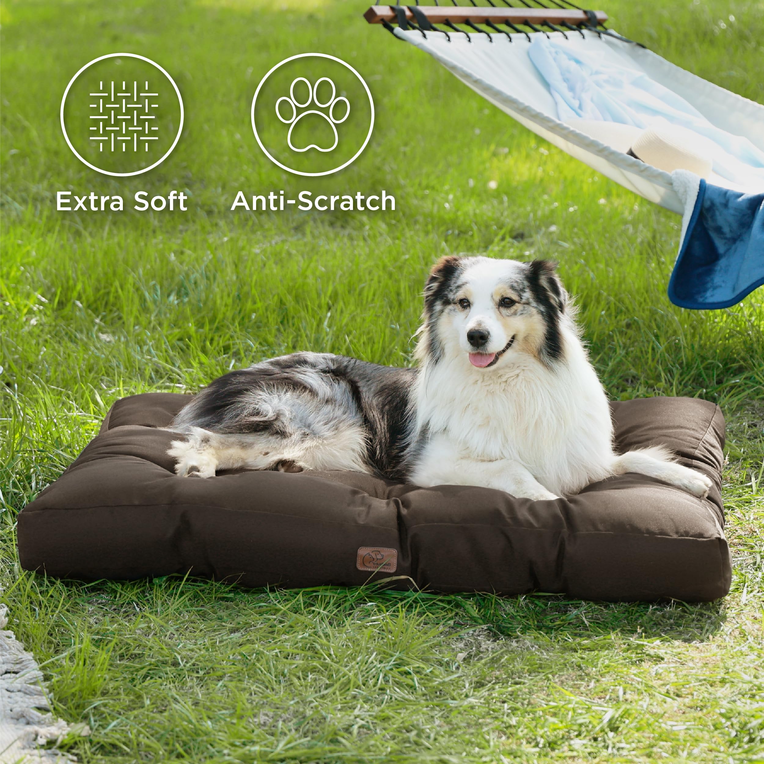 BEDSURE Hundekissen Grosse Hunde waschbar - 111x89cm hundematratze XXL für große, mittelgroße Hunde Outdoor gepolstert Hundematte braun in 10cm Höhe 3
