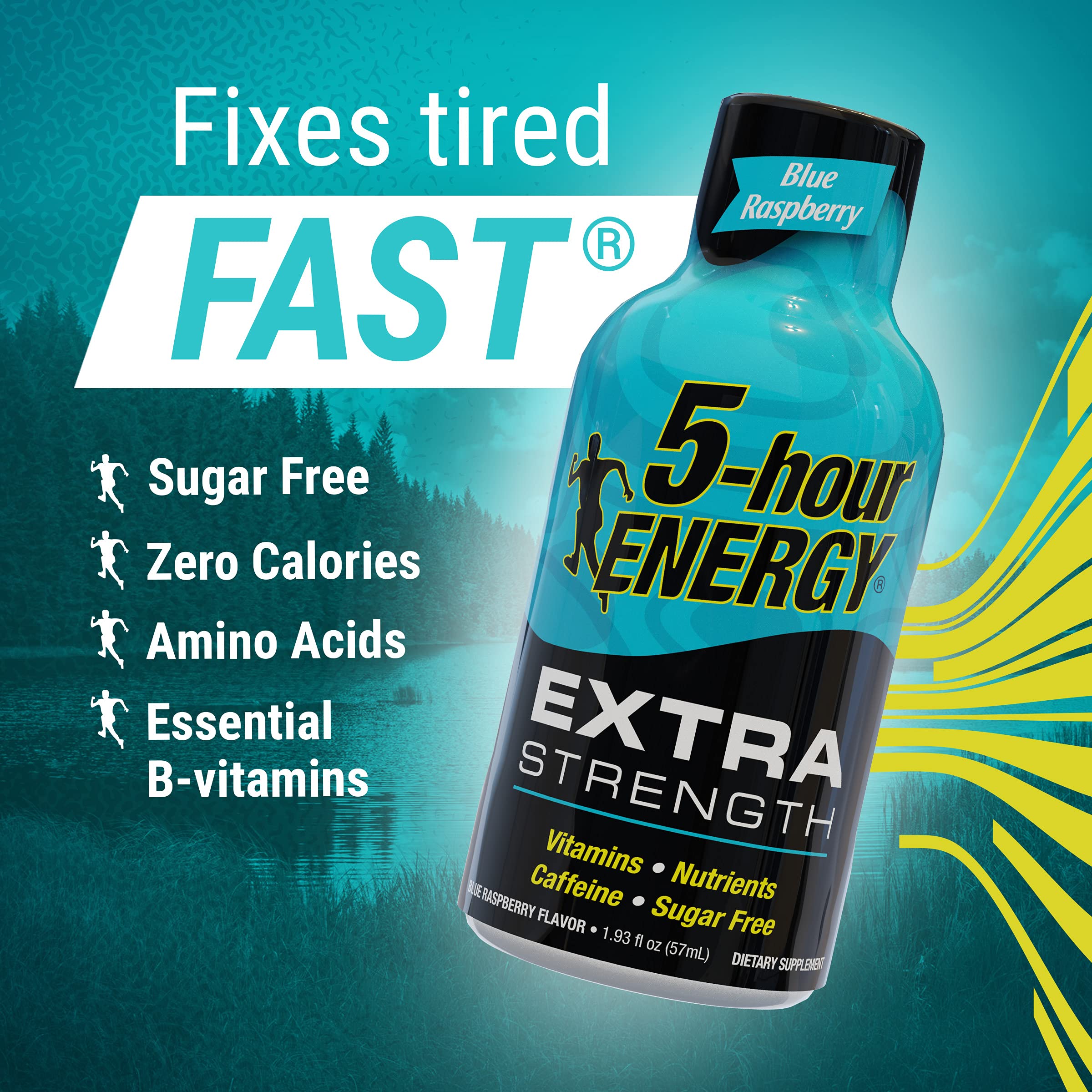 5-hour ENERGY Shots Extra Strength, Blue Raspberry Flavor, 30 Count, 1.93 Fl Oz, Sugar Free, Zero Calories, Amino Acids and Essential B Vitamins, Dietary Supplement, Feel Alert and Energized, 230 mg Caffeine