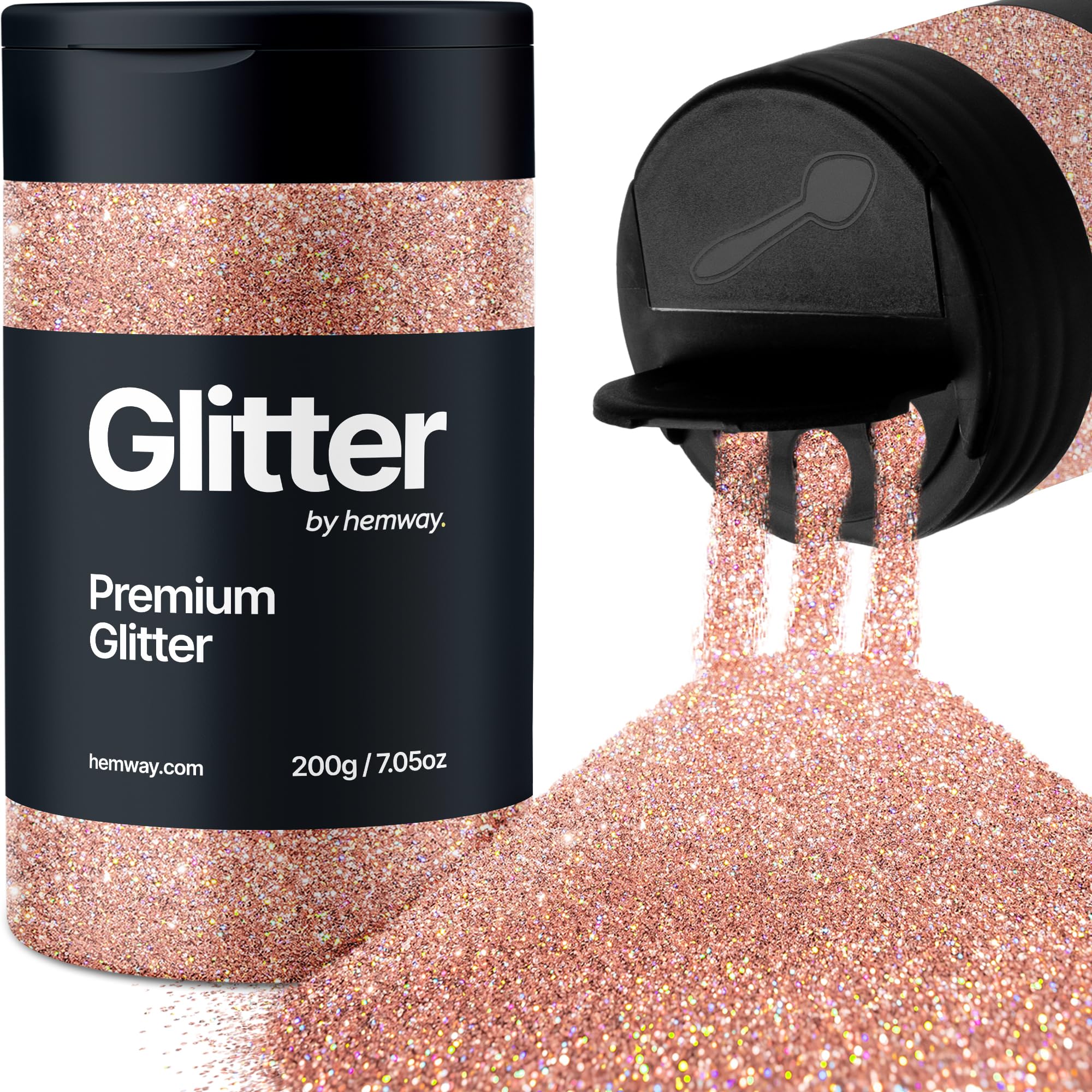 Hemway Rose Gold Holographic Glitter Shaker, 220g Ultrafine Glitter for Crafts Metallic Flake Sequins for Resin & Epoxy Crafts for Decorating, Halloween, Christmas, Nail, Face, Bunting, Art