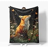 Fox Blanket Warm Plush Flannel Foxes Throw Blanket Super Soft Fleece Cozy Fuzzy Fox Stuffed Blanket Gifts for Kids Teens Adults Room Decor 40"X50"