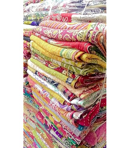 Couvre-lit Kantha Indien Vintage Réversible En Coton Pur – Motif Jungle Imprimé Animal, Vert, Taille Lit Jumeau 152,4 X 228,6 Cm