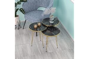 MOOGCO Round Nesting Set of 3, Modern Woodgrain Look Base for Living Room Coffee Tables or Nightstands - Coffee Table - Side End Table - Small Side Table