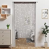 Atsweetlife Door String Curtain Doorway Beads Curtains,Hanging Room Divider Beaded Decor Hippie Glitter Fringe Panel Closet Window Doors Sequin Sheer Boho Doors Tassel (Coffee)