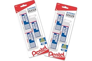Pentel Hi-Polymer Block Eraser, Large, White 6 pack (ZEH10BP3P2)