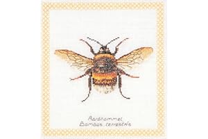 THEA GOUVERNEUR SINCE 1959 Thea Gouverneur - Counted Cross Stitch Kit - Bumble Bee - Aida - 16 Count - Embroidery Kit for Adults - DMC Embroidery Threads and Other Cross Stitch Supplies Included - 3018A