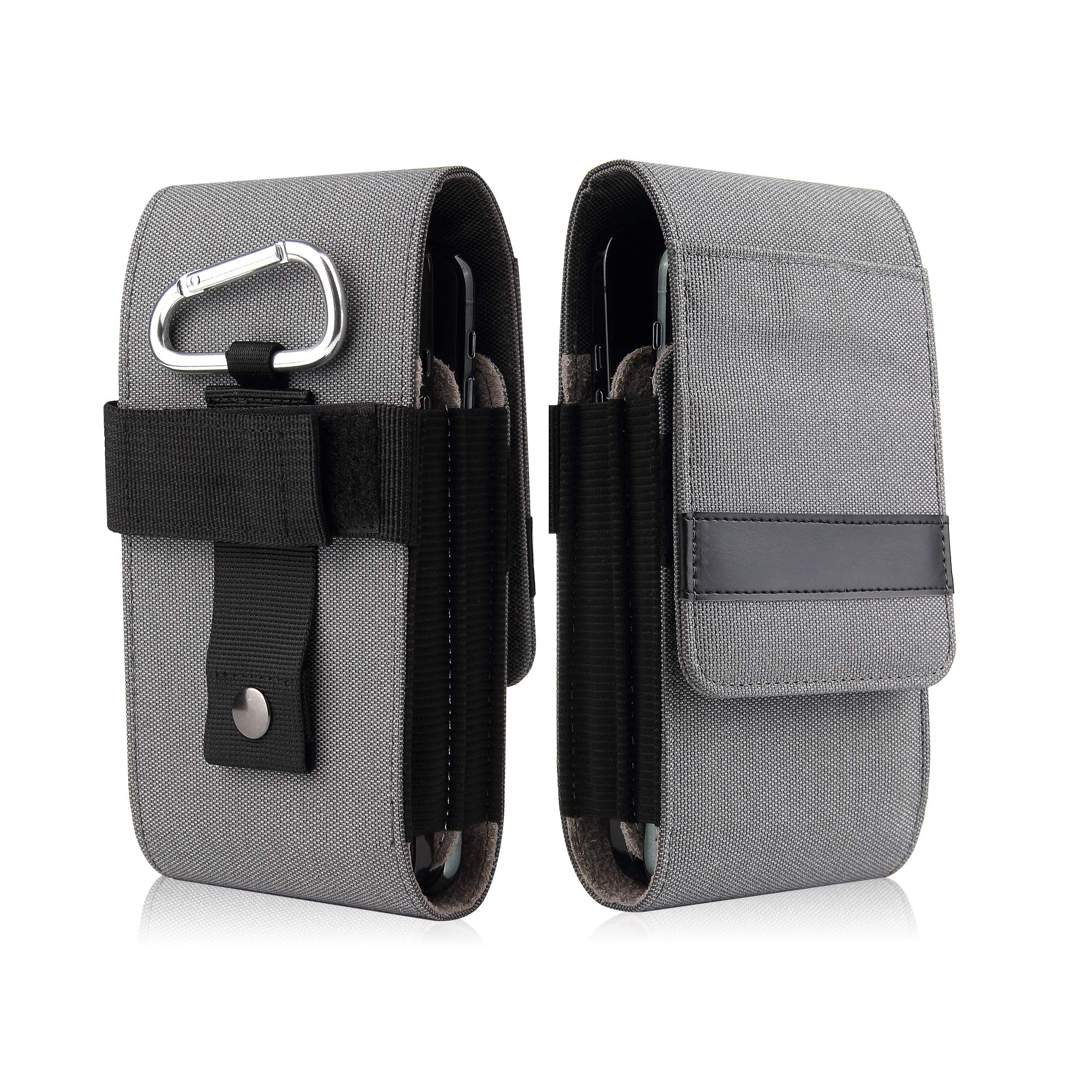Dual Layer Belt Clip Loop Holster, Smartphone Pouch With Card Slot Holder for Samsung Galaxy S22 Ultra S21 Ultra S20 Ultra S20 FE S22+ S21+ A21S A51 A52s A12 A22 A02 A03S M22 (Gray)